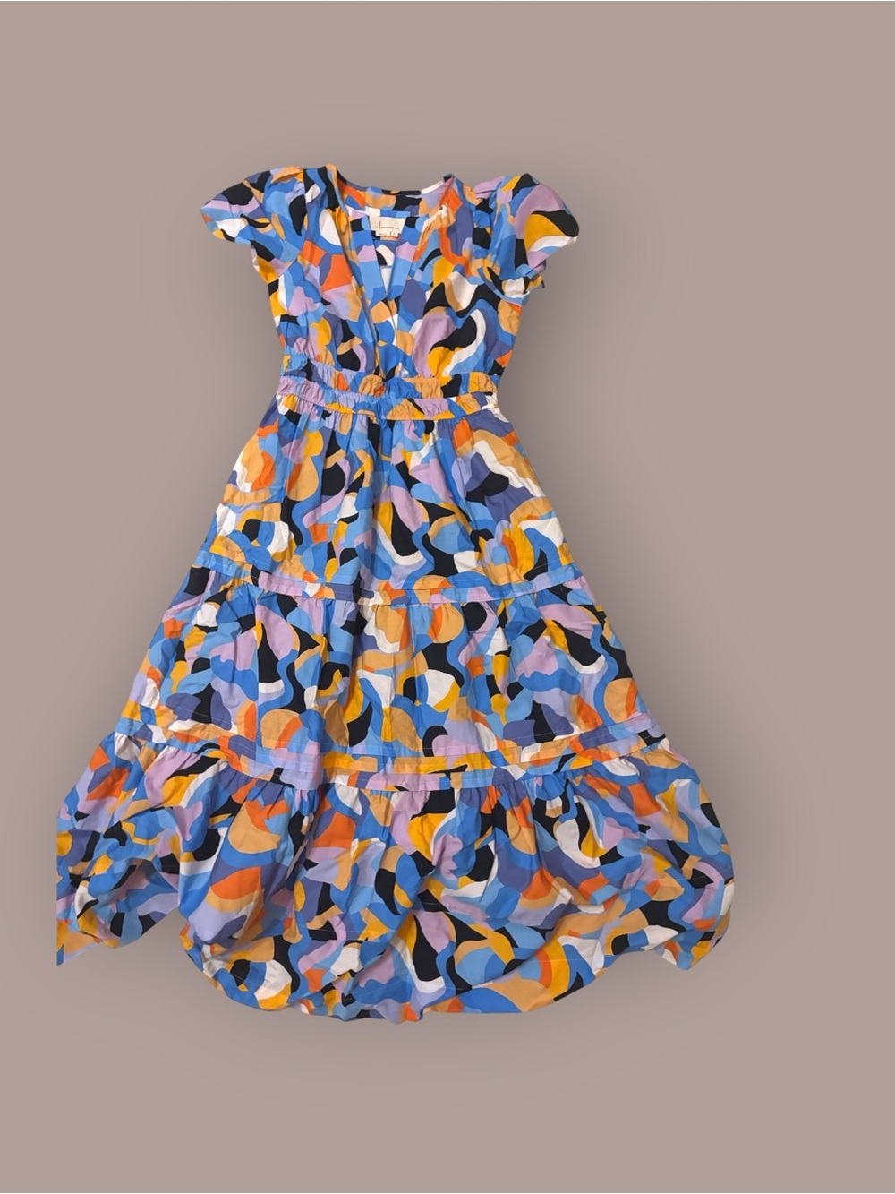 Anthropologie Somerset Multicolor Abstract Print Tiered Maxi Dress - Picture 2 of 4
